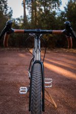 Roost titus titanium gravel bike front close up - roost bike Roost Titus Titanium Gravel Bike Front Close Up